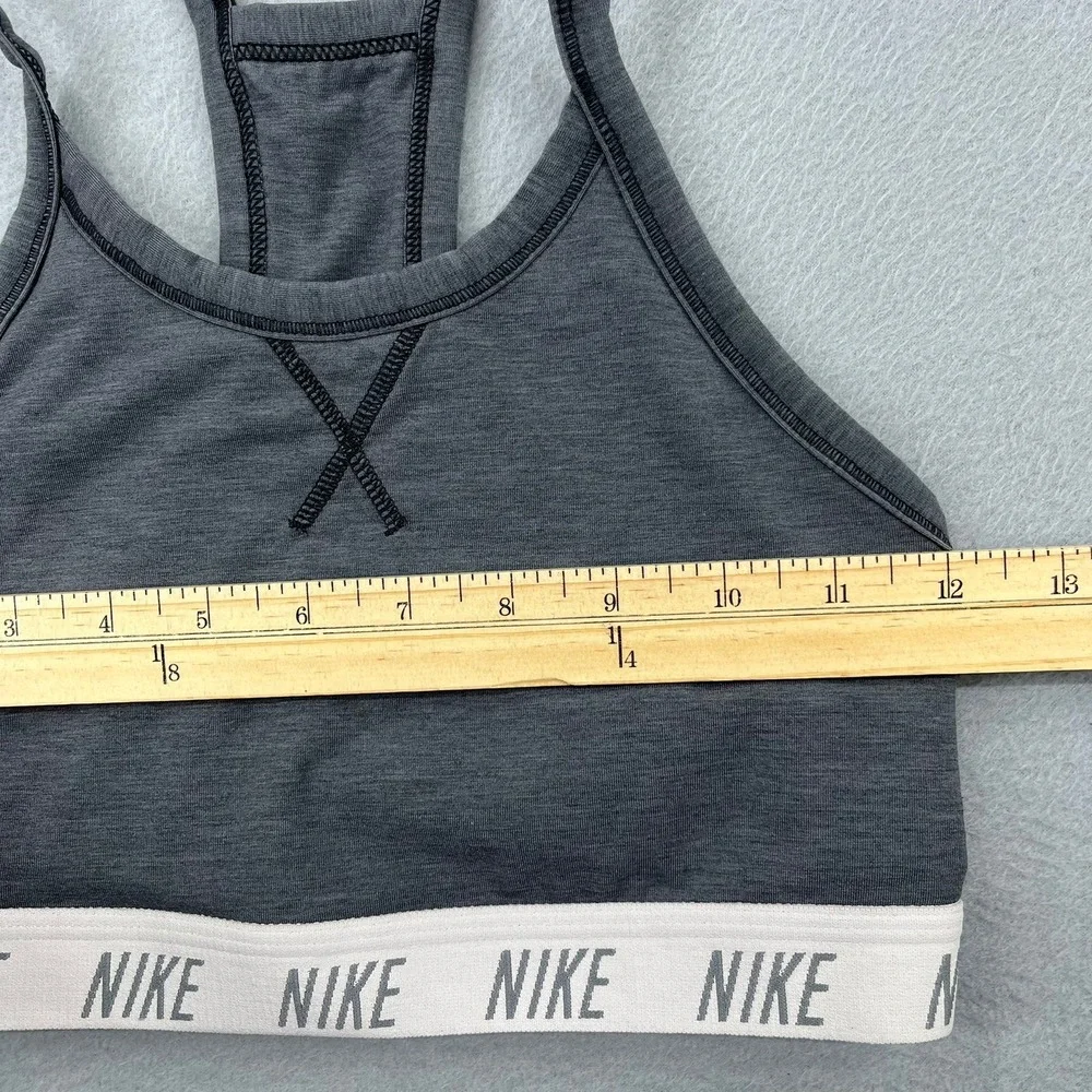 Nike Womens Racerback Sports‎ Bra Heather Charcoal Grey Logo Band Small